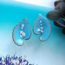 Vintage Jewelry 西洋古董飾品 Copper 手工 心葉 栓式耳環