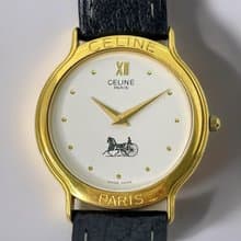 絕版古董包中古二手Celine馬車黑金色皮革帶女裝手腕錶飾品禮物