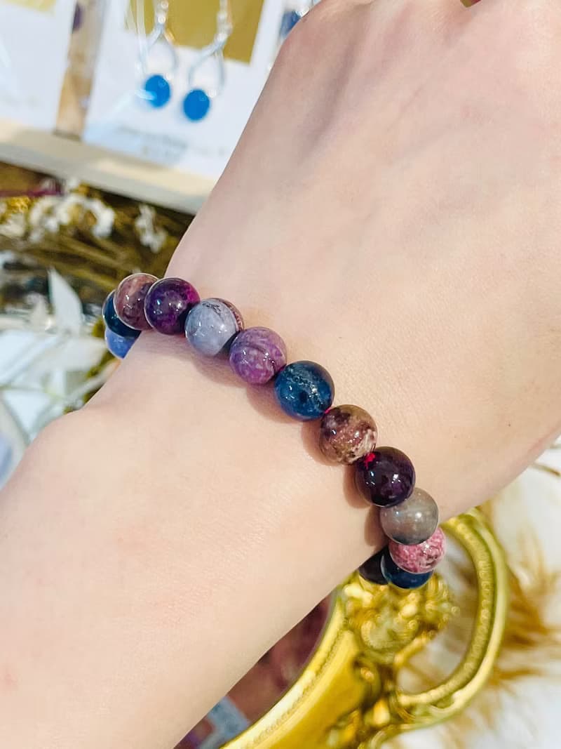 天然彩色舒俱萊9.5mm27.60g手鍊預防癌症淨化全身脈輪負能量