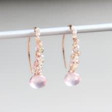 14kgf- rose quartz jewel marquise pierced earrings 不能改耳夾