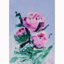 Pink Peony Oil Painting Floral Original Art Small Impasto Wall Art Peony Bouquet