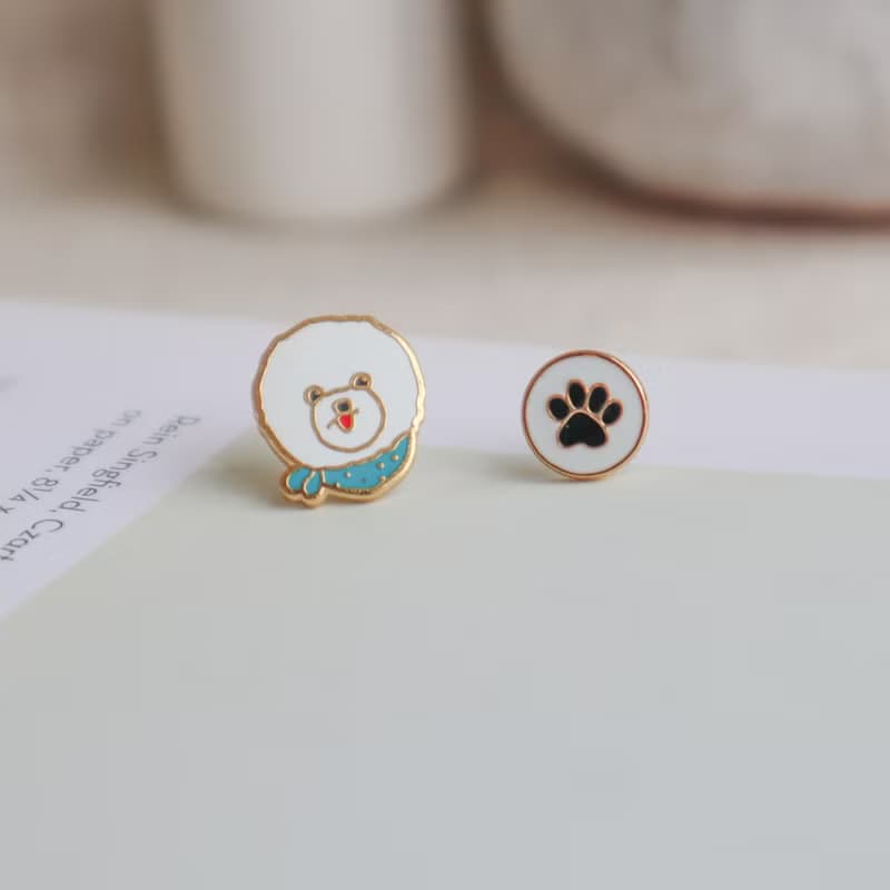 比熊 Bichon  夾式 耳環 生日禮物 寵物飾品 狗狗 紙盒包裝