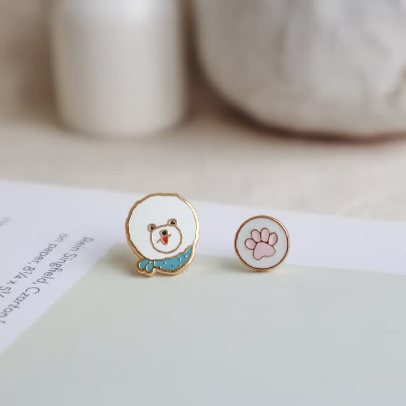 比熊 Bichon  夾式 耳環 生日禮物 寵物飾品 狗狗 紙盒包裝