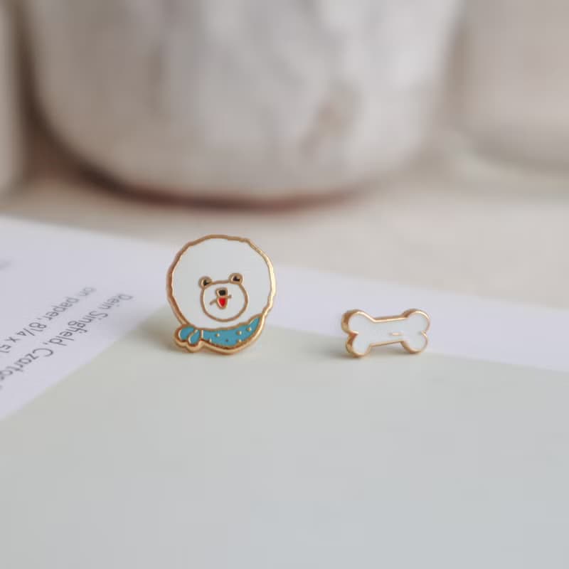 比熊 Bichon  夾式 耳環 生日禮物 寵物飾品 狗狗 紙盒包裝