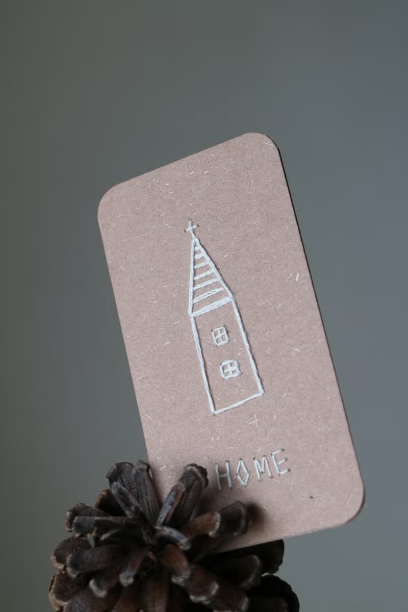 刺繡小卡 /  HOME 房子書籤