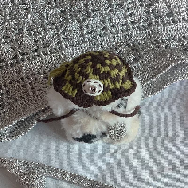 Single item, Olive Green Brown hat : 10cm doll-only