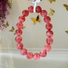 天然冰種阿根廷頂級蜜桃紅紋石10-10.5mm37.69g主招正桃花感情