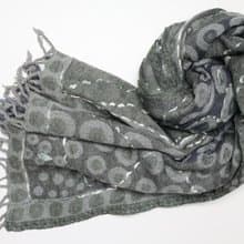 【聖誕禮物】喀什米爾水煮羊毛手工刺繡圍巾披肩軍綠深藍波點點