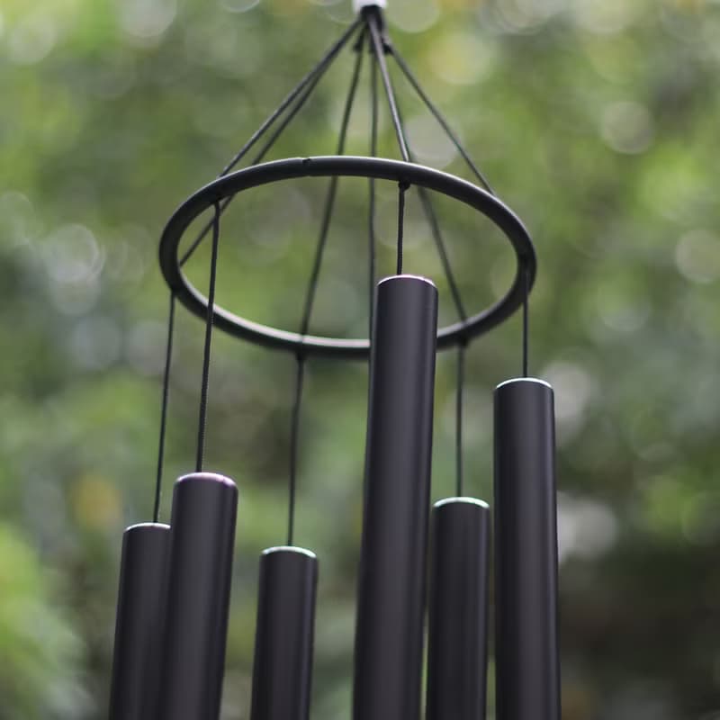 【現代北歐風和弦風鈴】內斂黑六管風鈴/32吋霧面/禪意/身心療育