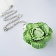 Pendant Cabbage Necklace cute little cabbage clay Pendant on chain Food Jewelry