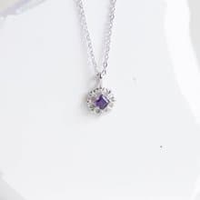 紫水晶925純銀方塊蕾絲項鍊