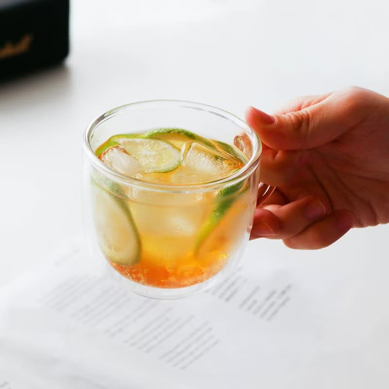 復古把手雙層玻璃杯260ml