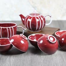 【送禮好物】石榴 銅紅釉 曲紋壺茶具組 名家葉敏祥作品