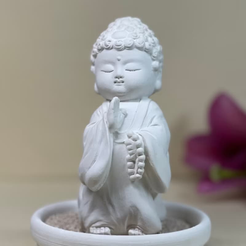 佛像擺飾 淨念吉祥小佛之初心小盤套組 佛 宗教 開運 水泥 擴香
