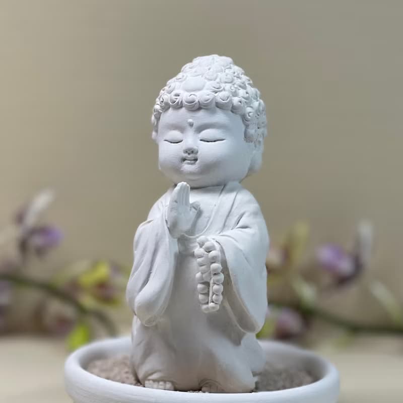 佛像擺飾 淨念吉祥小佛之初心小盤套組 佛 宗教 開運 水泥 擴香