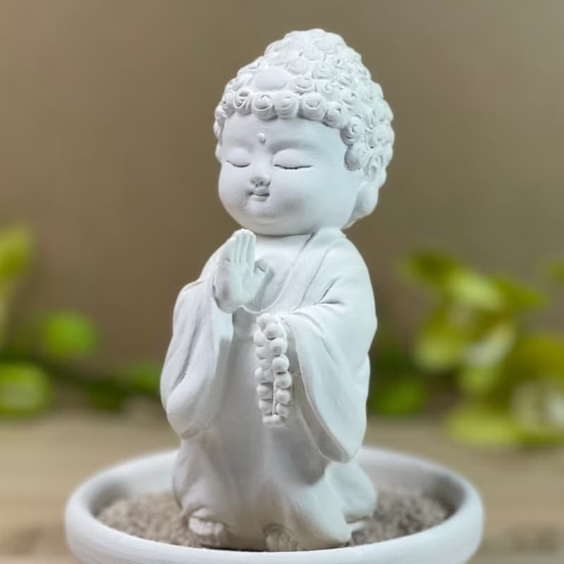 佛像擺飾 淨念吉祥小佛之初心小盤套組 佛 宗教 開運 水泥 擴香