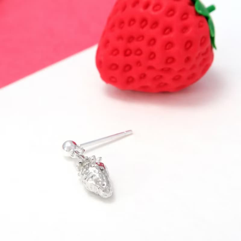 Fruit福祿果 草莓 水果 純銀垂墬耳環 (單支)