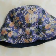 紫色 小碎花 薄牛仔雙面漁夫帽 遮陽帽