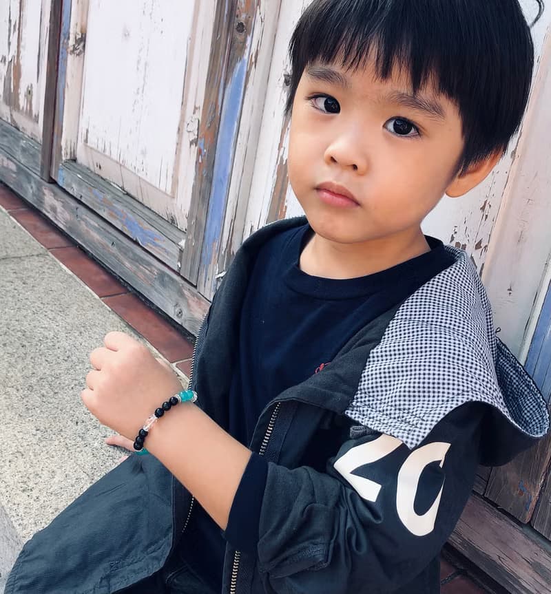 希望與勇氣-黑曜石*天河石兒童手鍊/手工串珠