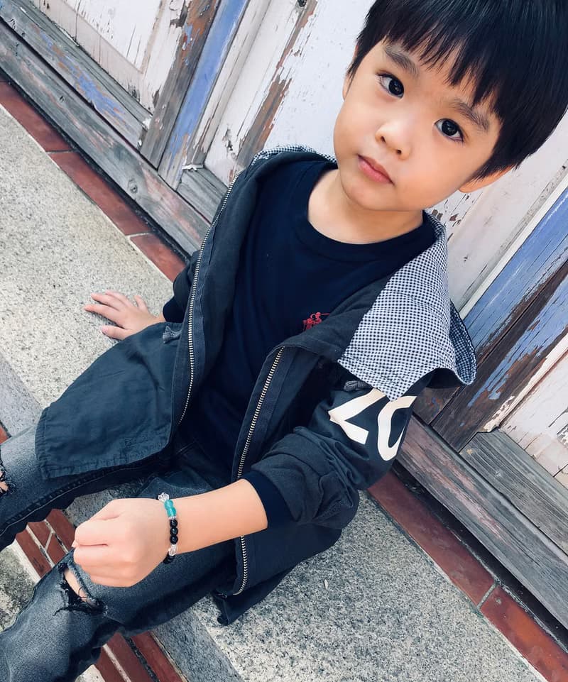 希望與勇氣-黑曜石*天河石兒童手鍊/手工串珠