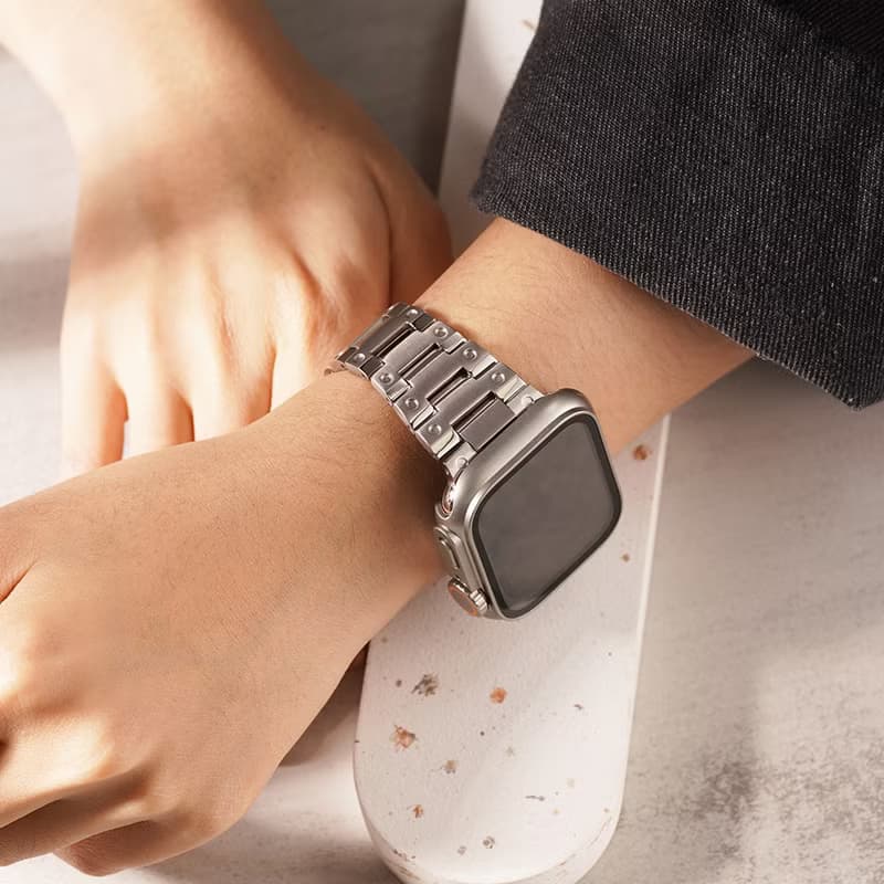 Apple watch - 復古經典小方塊鈦金屬 蘋果專用錶帶