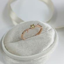 天然馬里石榴石 黃綠光澤 柔美戒台設計 純銀戒 尾戒 疊帶 禮物