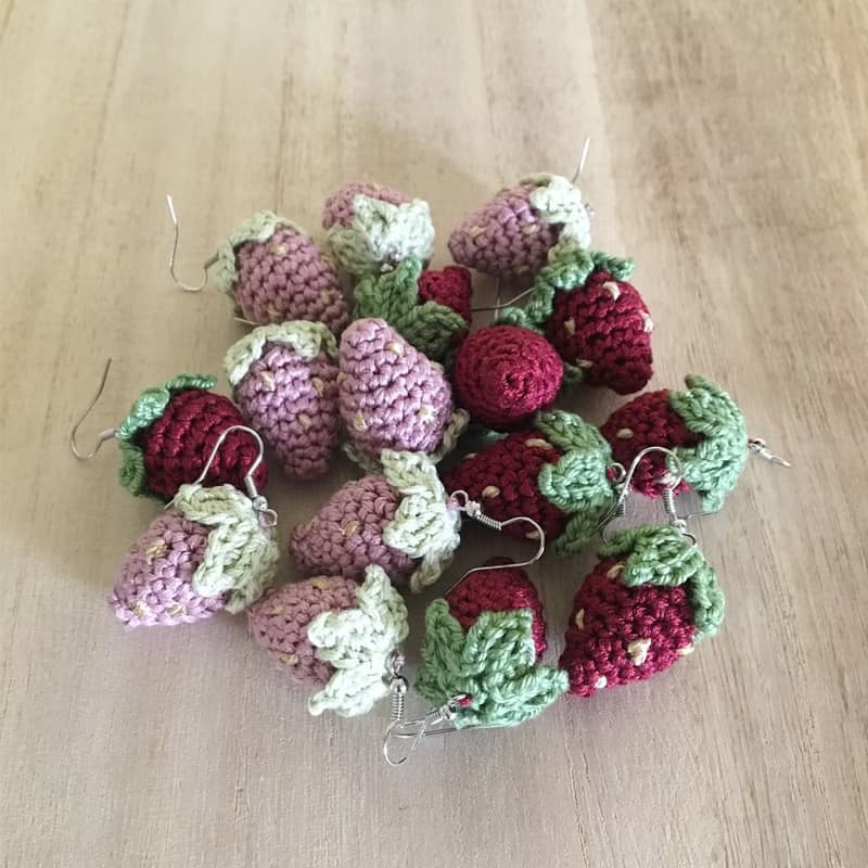 Strawberry Earrings - Amigurumi Strawberry Earrings Ear Hook Accessories