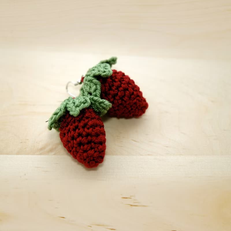 Strawberry Earrings - Amigurumi Strawberry Earrings Ear Hook Accessories