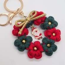 F.S.H 聖誕款設計。復古紅綠色。編織款掌心迷你花環。吊飾鑰匙圈