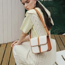 【春天來了】Hay Square 素皮革 環保帆布 兩用 斜背包 側背包 淺