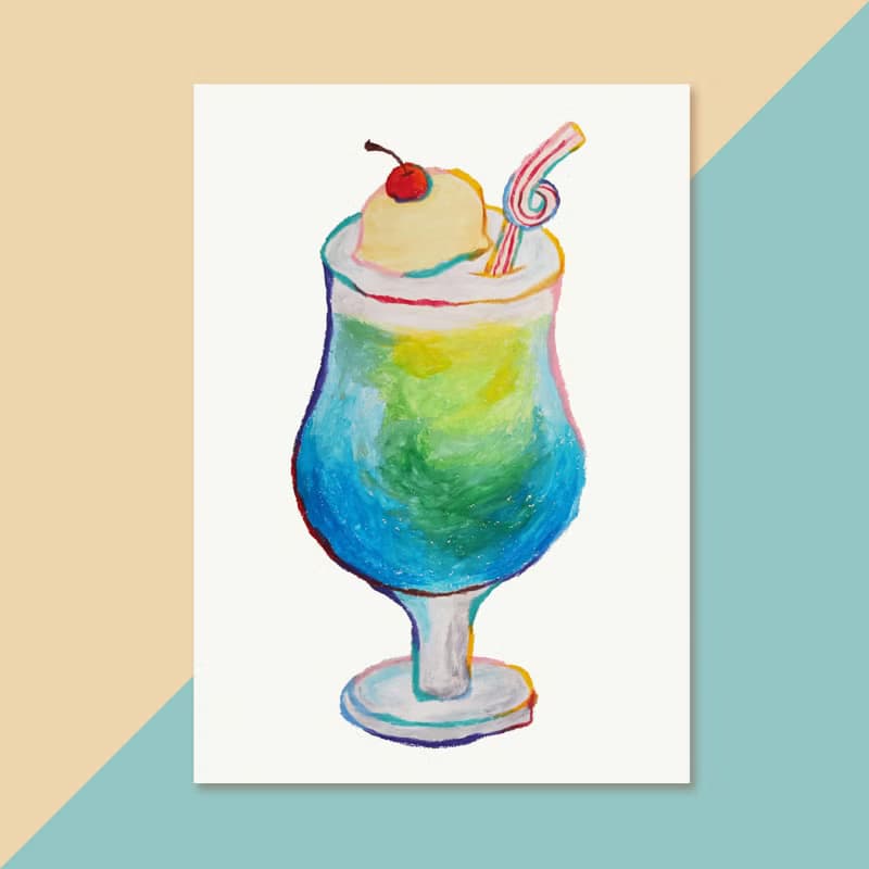【夏日飲品提案】氣泡飲 蘇打 香草冰淇淋 明信片 萬用 卡片