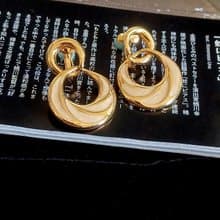 vintage jewelry  NAPIER 金色琺瑯吊環 夾式耳環