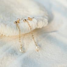 小珍珠垂墜耳環  14K包金 注金 穿搭 禮物
