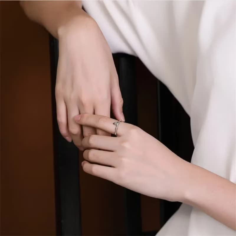 Thai Silver Ethnic Bamboo Rings for Women Leaves Charms Solid 925 Silver Rings