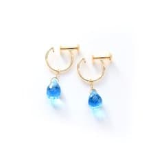 11月誕生石 一粒ブルートパーズ(ブリオレットカット) K10 イヤリング~ESPOIR~