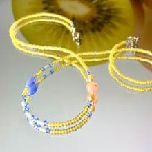 Fruit & Vegetable Collection - 020 Gold Kiwi Gemstone Necklace