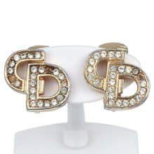 【日本直送】ディオール Dior CDロゴ イヤリング 金メッキ × ラインストーン 約5.0g レディース【中古】