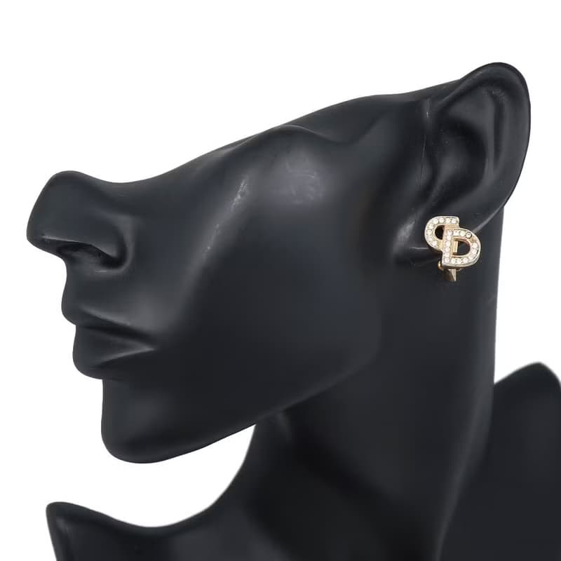 【日本直送】ディオール Dior CDロゴ イヤリング 金メッキ × ラインストーン 約5.0g レディース【中古】