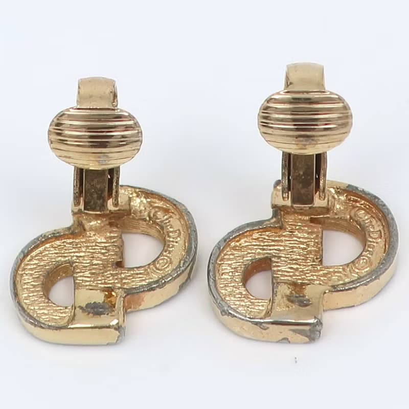 【日本直送】ディオール Dior CDロゴ イヤリング 金メッキ × ラインストーン 約5.0g レディース【中古】