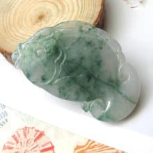 翡翠A貨緬甸玉【如魚得水】魚造型天然冰種飄花項鍊