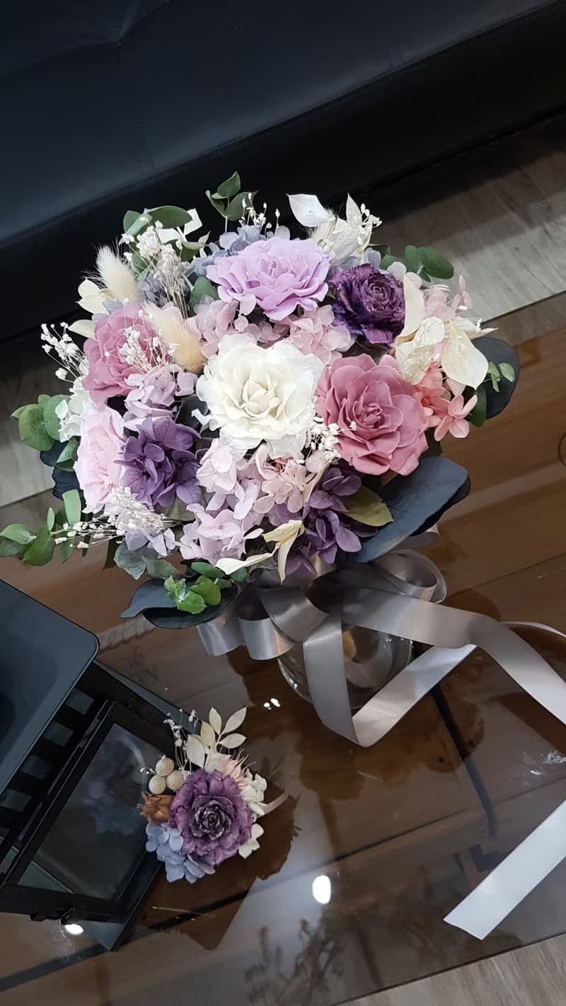 海藏設計│馥郁紫玫。紫苑優雅不凋花乾燥花捧花/不凋花/永生花