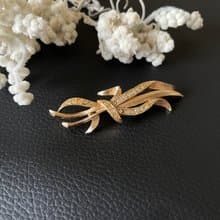 古董金色花束緞帶別針胸針 B877