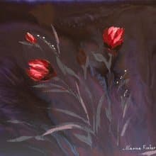 Tulips Painting Bouquet Flowers Original Art Pink Floral Wall Art Plant Artwork