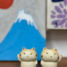 迷你陶瓷虎紋招財貓