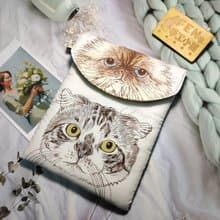 袋物系列-日本限量厚棉布設計師白底大貓頭款-7.8吋電子書保護套