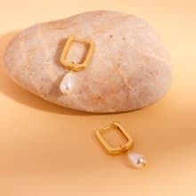 歐美新款ins風博主款珍珠耳環 幾何市場簡約18k金色耳扣 珍珠女款