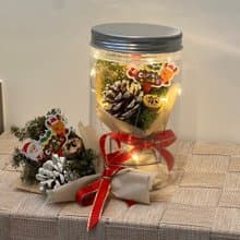 聖誕限定 聖誕花束燈罐 迷你聖誕花束/松果小花束/交換禮物首選