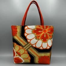 着物 帯 帯締め リメイク トートバッグ ハンドメイド 黒 帯締め