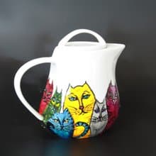 Ugly Cats Ceramic Coffee Tea Pot Hand -painted