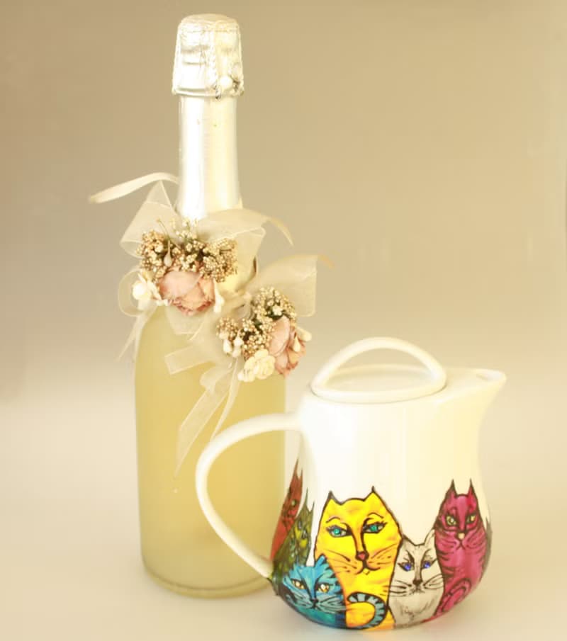 Ugly Cats Ceramic Coffee Tea Pot Hand -painted